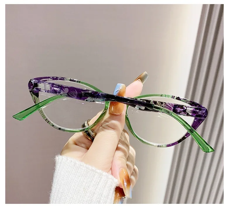 1,0 2,0 3,0 4,0 Cat Eye Trendige Lesebrille Blumenstil Anti-Blaulicht-Brille Modischer Stil – Detail 8