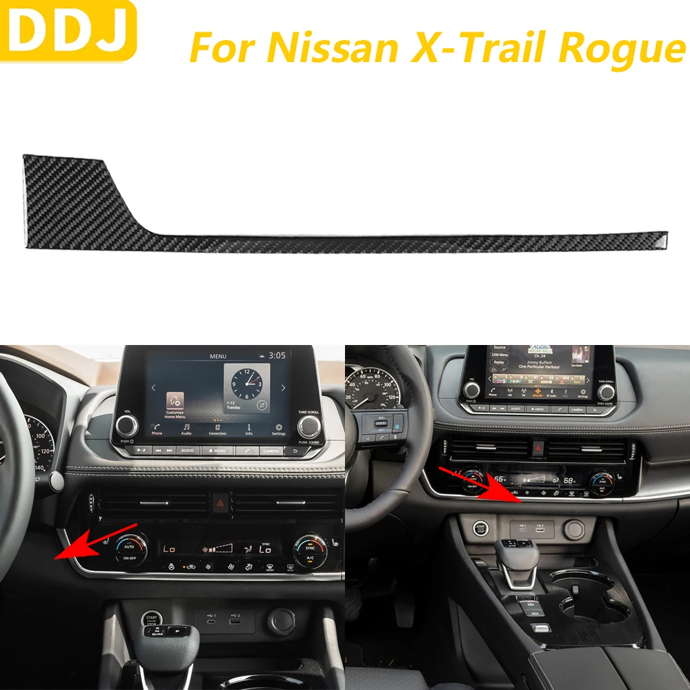 

Для Nissan X-Trail Rogue 2021-2024 углеродное волокно, центральная панель управления, декоративные полоски, автомобильные аксессуары, декоративная наклейка