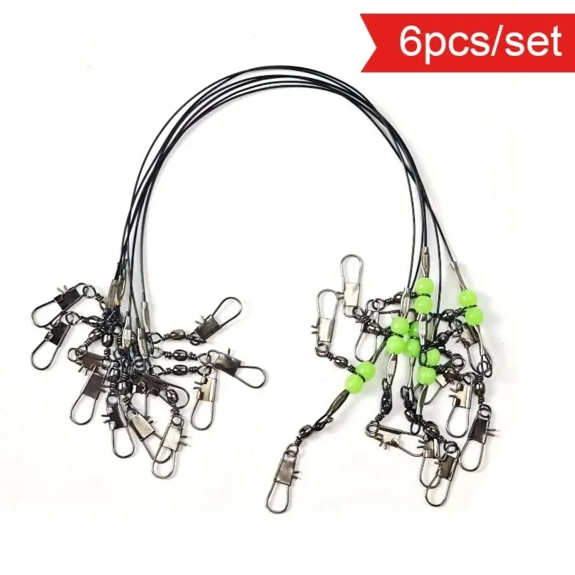 6-teiliges Set 20cm Tintenfisch-Angelvorfach mit Leuchtperlen, Drehgelenk und Schnappverschluss für Oktopus, Tintenfisch und Salzwasser-Angeln – Detail 7