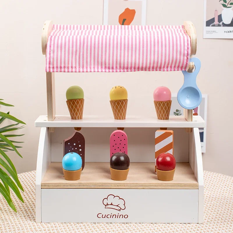 Hot sell wooden toys ice cream shop toys wooden ice cream toys