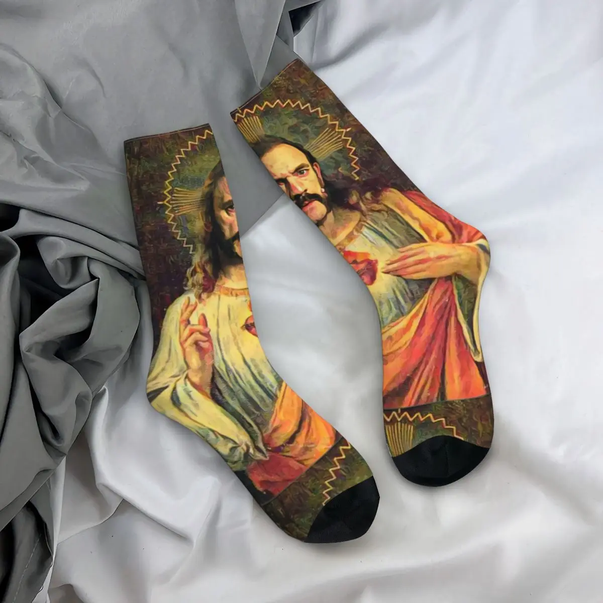 Men Saint Lemmy Socks Cotton Casual Jesus Socks Novelty Merch Middle TubeSocks Birthday Present