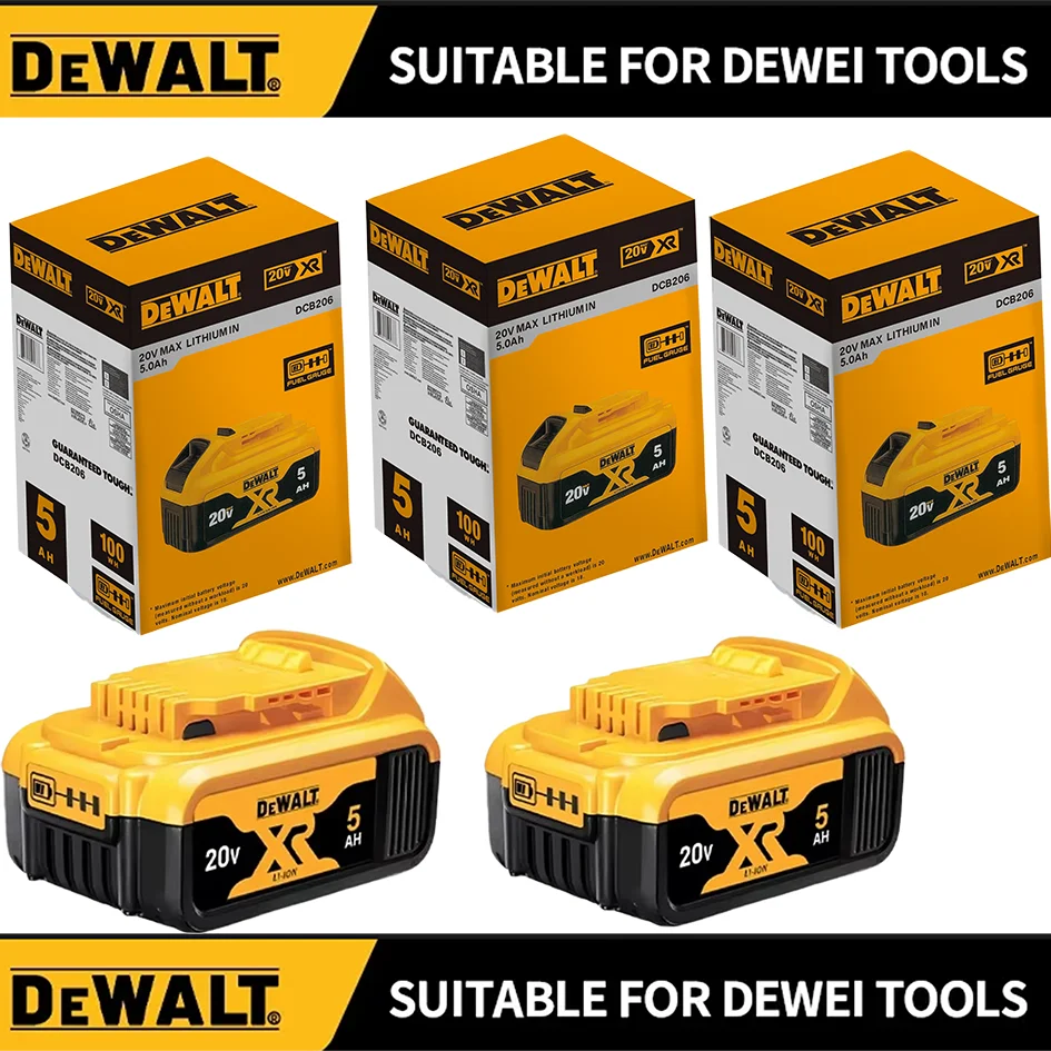 DEWALT بطارية ليثيوم أيون قابلة للشحن 20 فولت 5.0Ah/6.0Ah 18 فولت 5.0Ah بطارية أداة الطاقة DCB200 بديل حقيقي لـ DW045