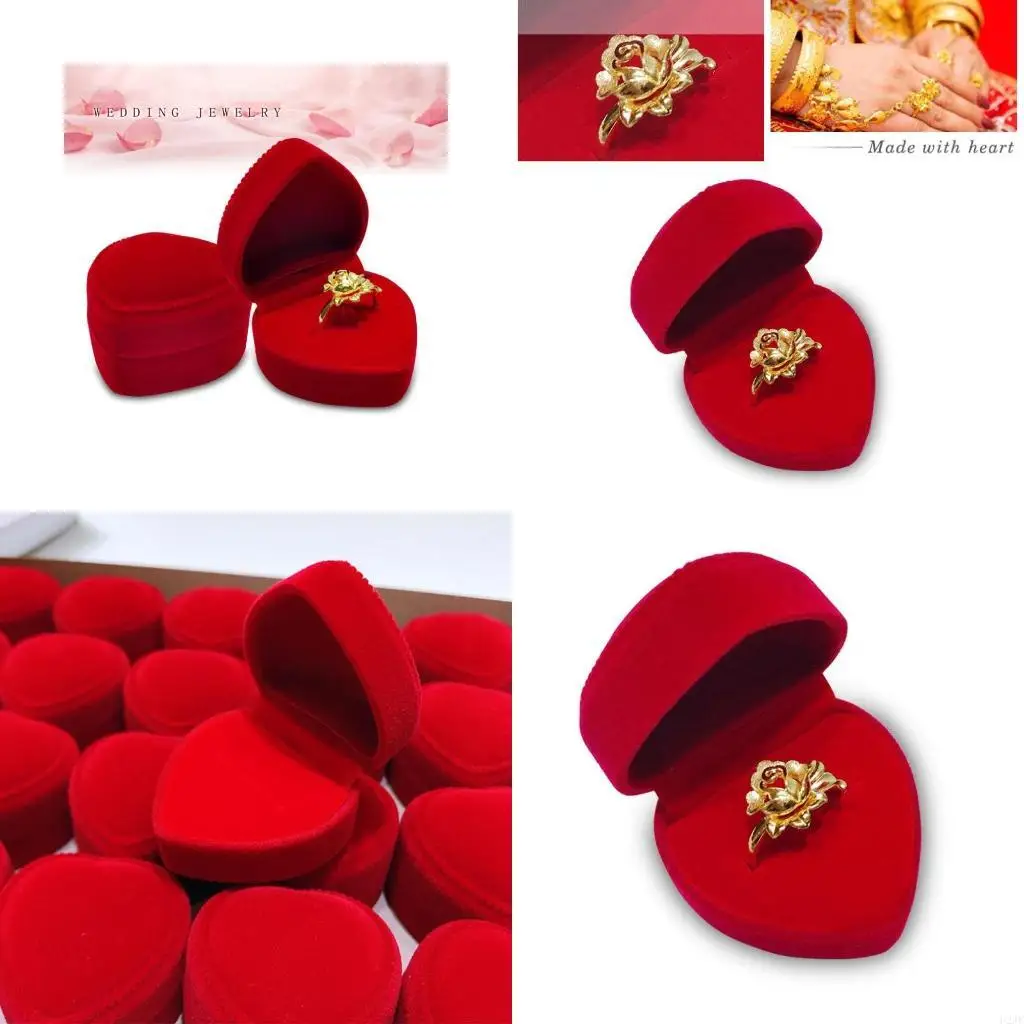 

Red Heart Ring Box Wedding Ceremony for Case for Ring Earring Jewel