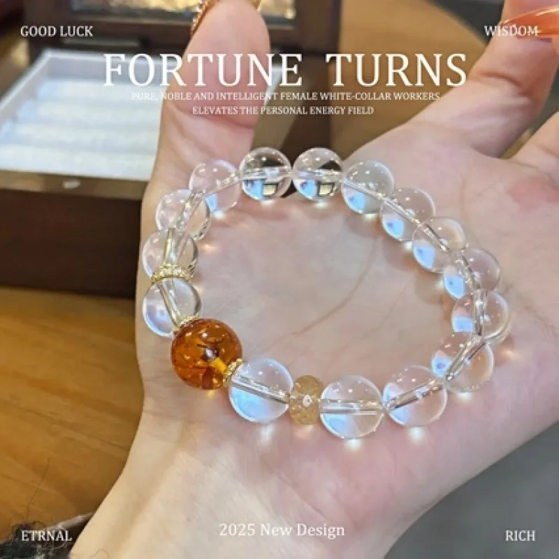 Natural Bracelet With Yellow Luck And Emotional Healing, High Translucency White