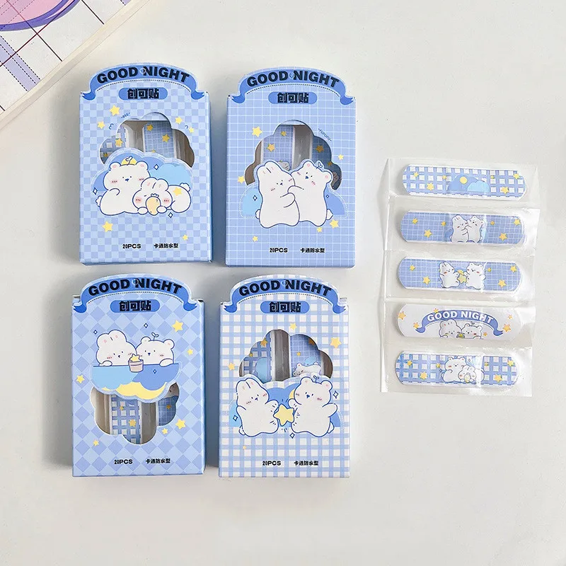 New 20pcs Cute Cartoon Kids Waterproof Adhesive Bandages Wound Plaster First Aid Emergency Kit Band Aid Stickers for Children