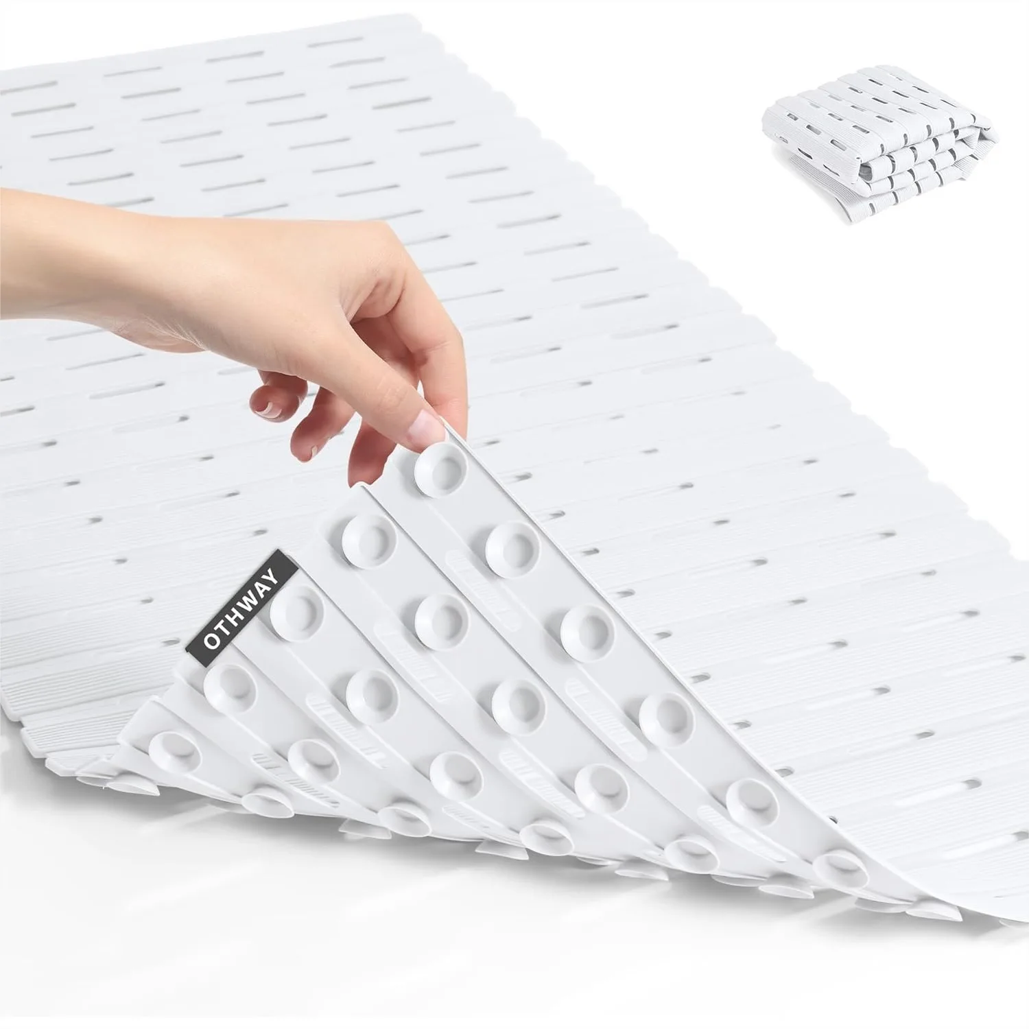 

Non Slip Shower Mat 36.6x16.9, Soft TPE Bath Mat for Tub, Anti Slip Floor Mat with Suction Cups, Machine Washable Shower Stall
