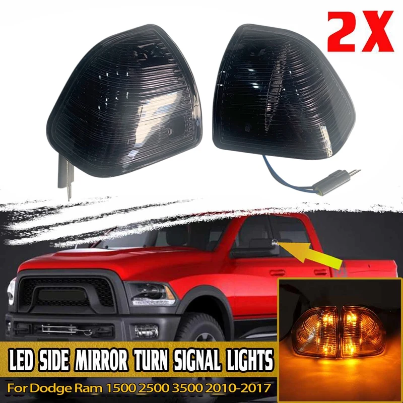 Lâmpadas do marcador do espelho lateral do carro, luz do sinal de giro, Pisca-Pisca do espelho retrovisor para Dodge Ram 1500, 2500, 3500, 4500, 5500, 2011-2018