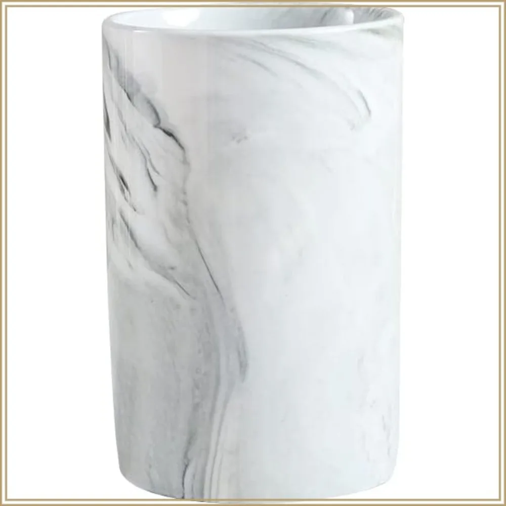 Nordic Marble Ceramic Mug, Toothbrush Holder, 10oz Drinking Cup - Grey