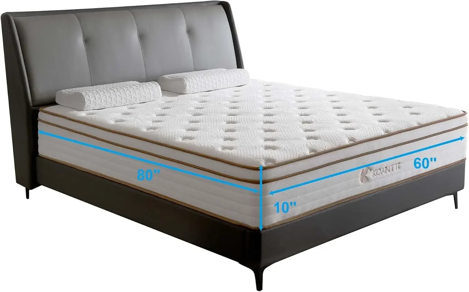 Queen Size Mattress,10 Inch Grey Memory Foam Hybrid Queen Mattresses in a Box,Individual Pocket Spring Breathable Comfortable .