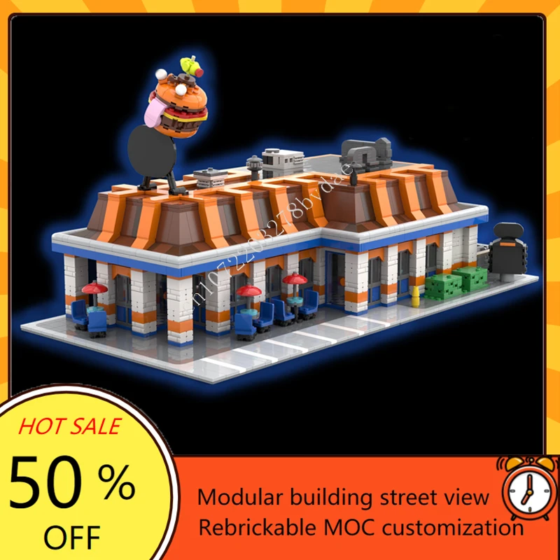 

3656 шт. полноразмерный ресторан Durr Burger MOC головоломка StreetView архитектура сборка на день рождения игрушка Рождественский подарок для детей в возрасте