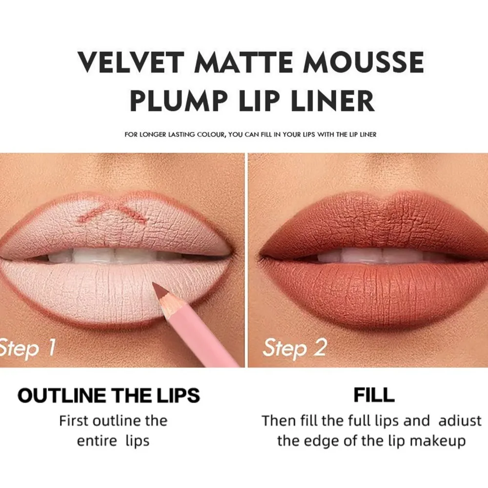 New Waterproof Matte Lipliner Pencil Moisturising Long Lasting Velvet Lip Liner Pencil Plumping Lipliner Pen