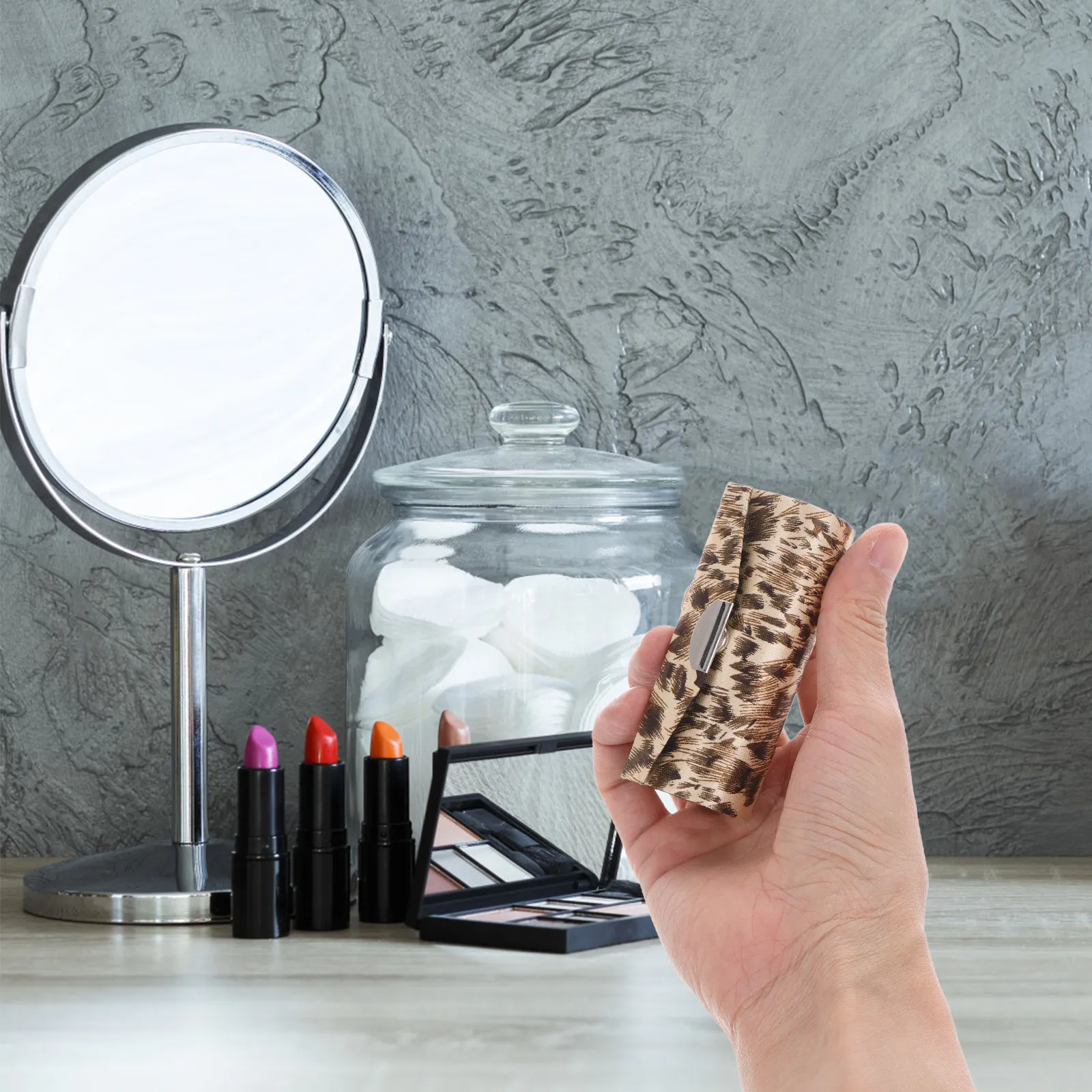Single Lipstick Holder in Luxurious Silk with Leopard Print Stylish Elegant Organizer for Purse Handbag Travel