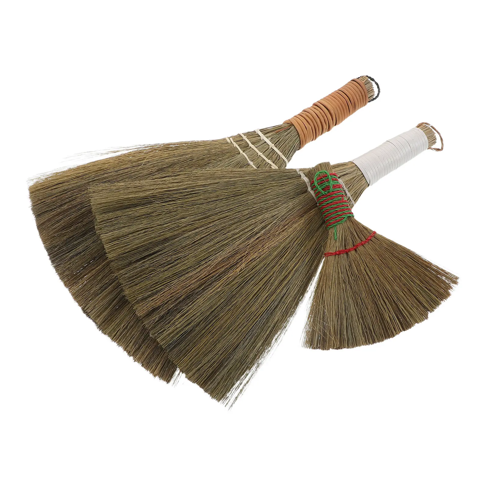 3Pcs Handmade Straw Whisk Broom Lightweight Table Crumb Sweeper Desktop Mini Broom Soft Grass Sweeper for Home Office Car Craft