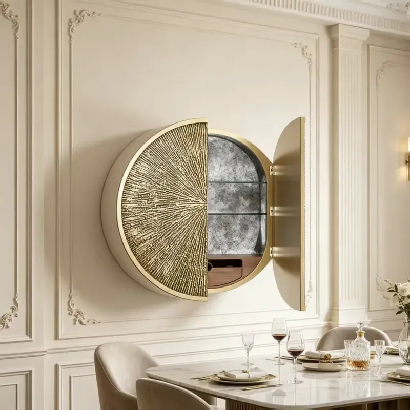 Modern Wall Mounted Wine Rack Circular Glass Shelf Luxury Home Bar Storage Display Cabinet for Living Room Decor Multi Layer