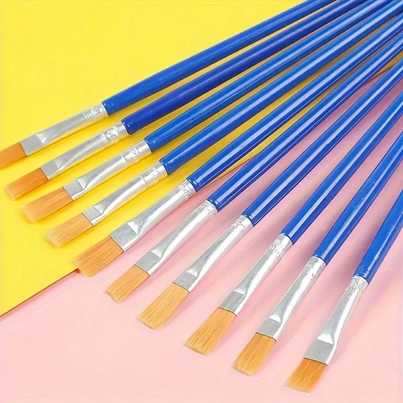 30/50 قطعة تفاصيل الشعر النايلون فرشاة مسطحة فرشاة ألوان مائية طالب الفن القرطاسية فرشاة لفئة اللوحة أداة ذاتية الصنع وطلاء الوجه