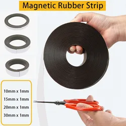 1/5/10 Meter Zelfklevende Rubberen Magneet Strip 10*1 15*1 20*1 30*1mm Tape Rubber Koelkast Flexibele Magnetische Strip Voor Thuis