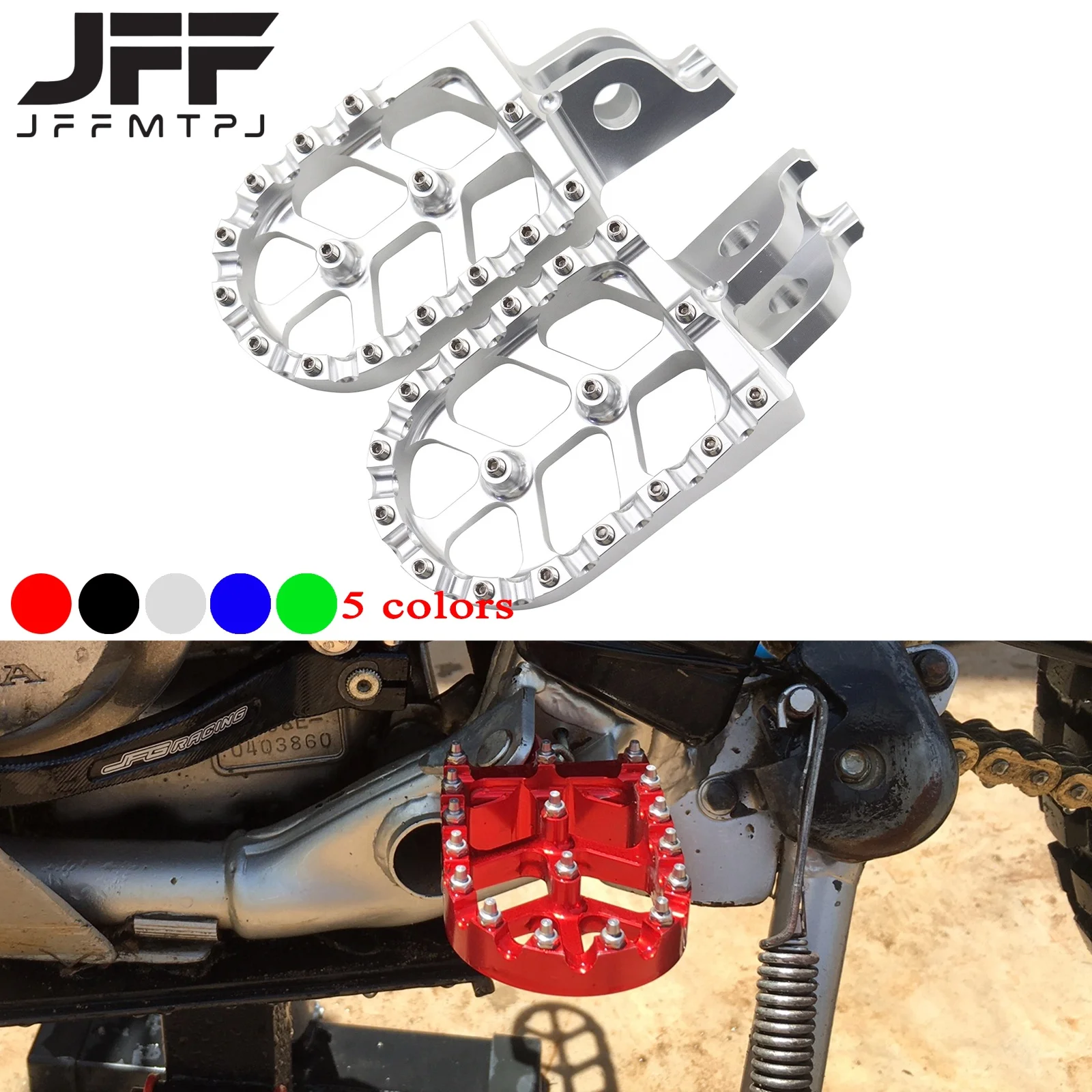 CNC Footrests Footpeg Foot Pegs Pedals Plate For Kawasaki KX250F KX250 KX250X KX450F KX450 KLX450R KX450X 2006-2021 2022 2023
