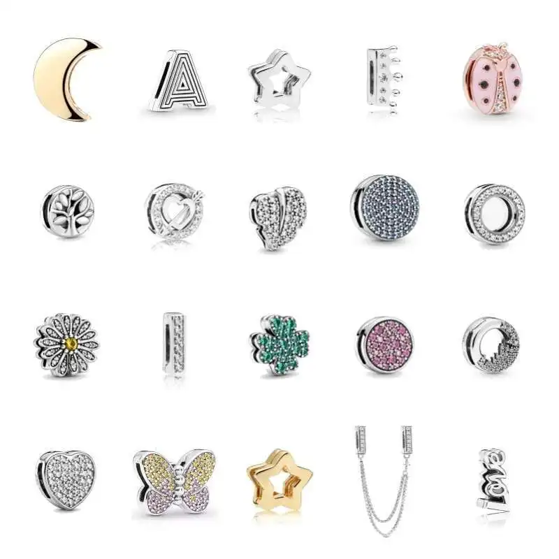 

Новый DIY сердце любовь листья ромашки бусины зажим в виде звезды Шарм подходит оригинальное украшение женский плоский браслет аксессуары подарок Sier