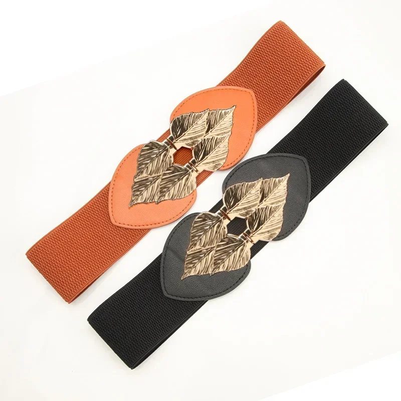 حزام خصر مرن جديد للسيدات حزام تنقل على الموضة للنساء على شكل قلب الخوخ وختم خصر عريض مرن مع فستان