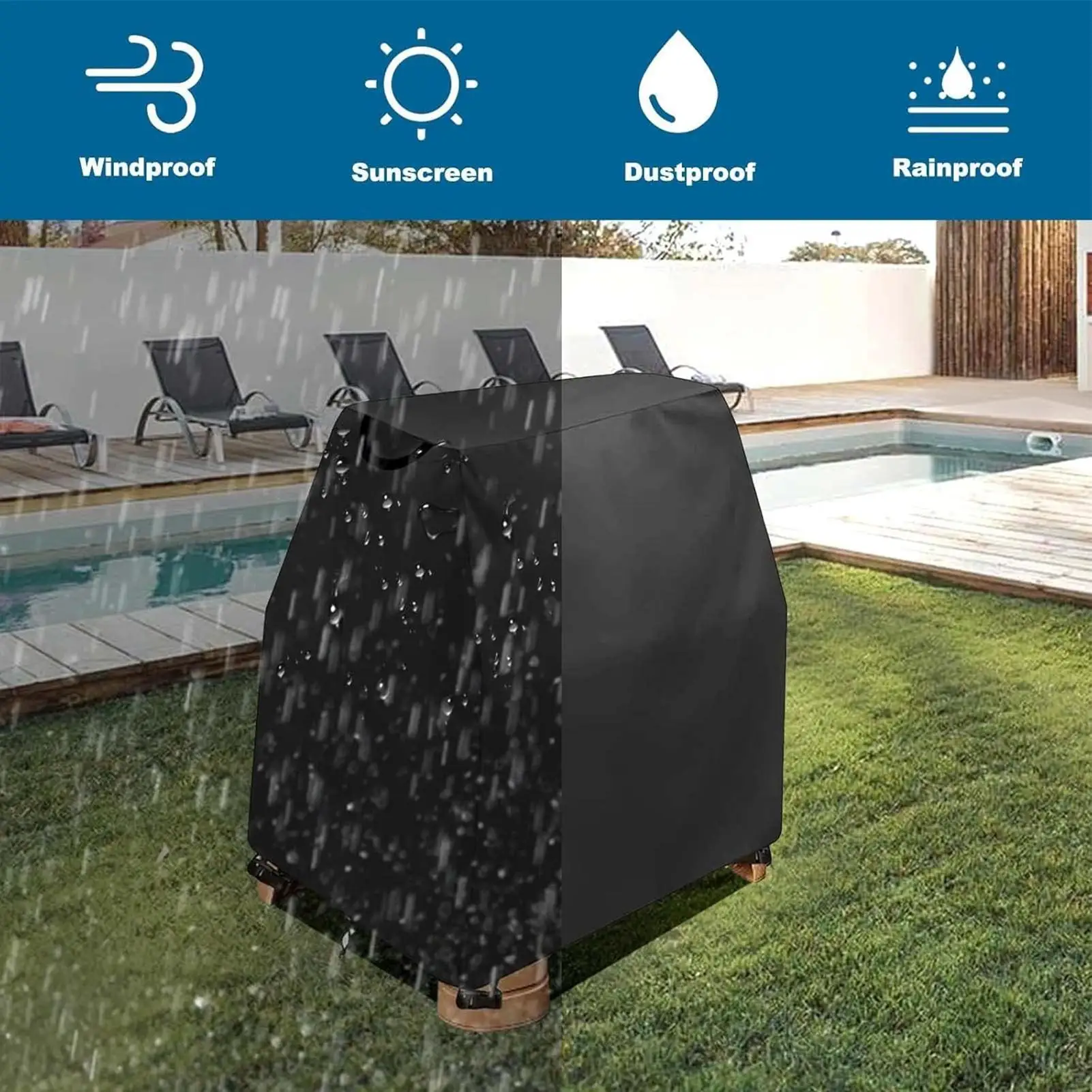 Outdoor Toys Cover Waterproof Anti-UV Oxford Fabric Dust Proof Pond Water Table Cover For Boys Girls Teens Pool Backyard Yard