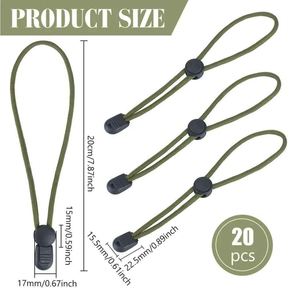 20Pcs 7.87 Inch Nylon Clay Bag Tie, Dark Olive Green Adjustable Wrist Strap, Reusable Tool Wraps Closure for Pottery Ceramic Bag