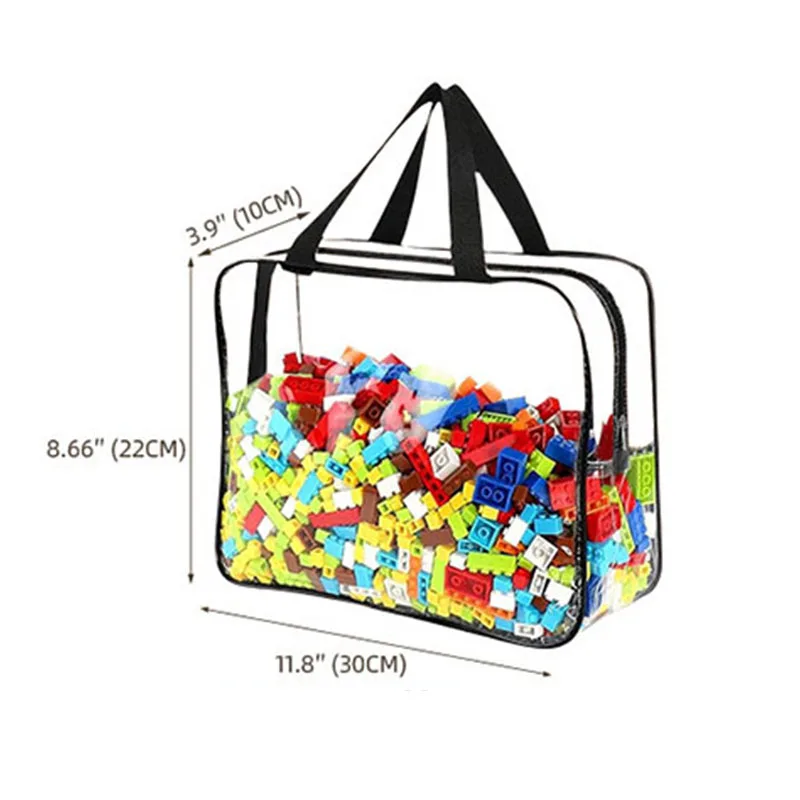 Waterdichte speelgoedopbergtas met ritssluiting, transparant PVC-reisetui voor puzzels op zandstrand, cosmetische toilettas-organizer
