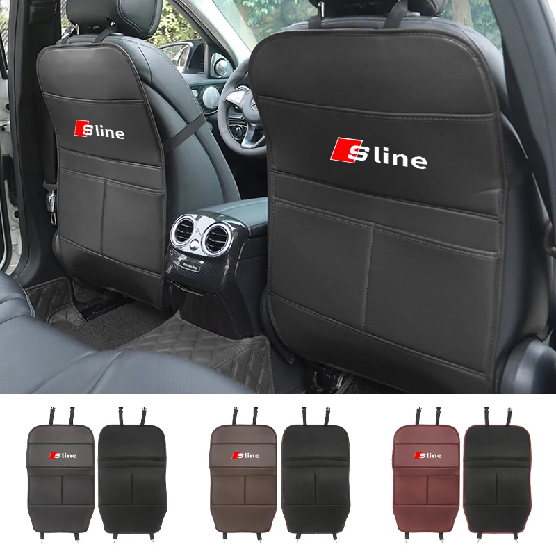 Car Seat Back Anti Kick Mats Protector Cover Seat Storage Kick Pads For Audi Sline A1 A4 A5 A6 A8 Q2 Q3 Q5 Q8 Quattro S7 S3 S4