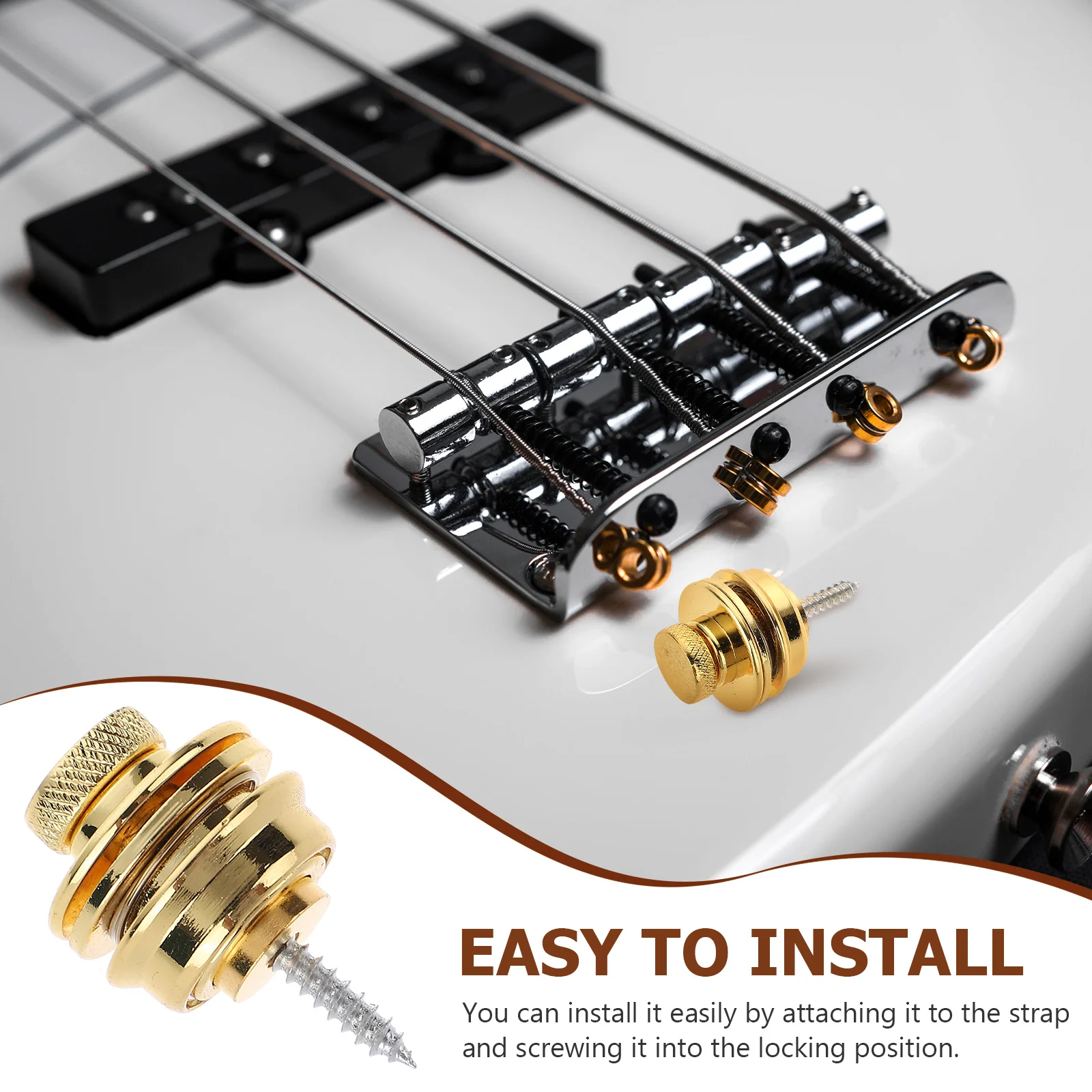 

Guitar Studs Strap Lock Button Wooden Buckle Locking Metal Buttons Locks Bass Peg Electric