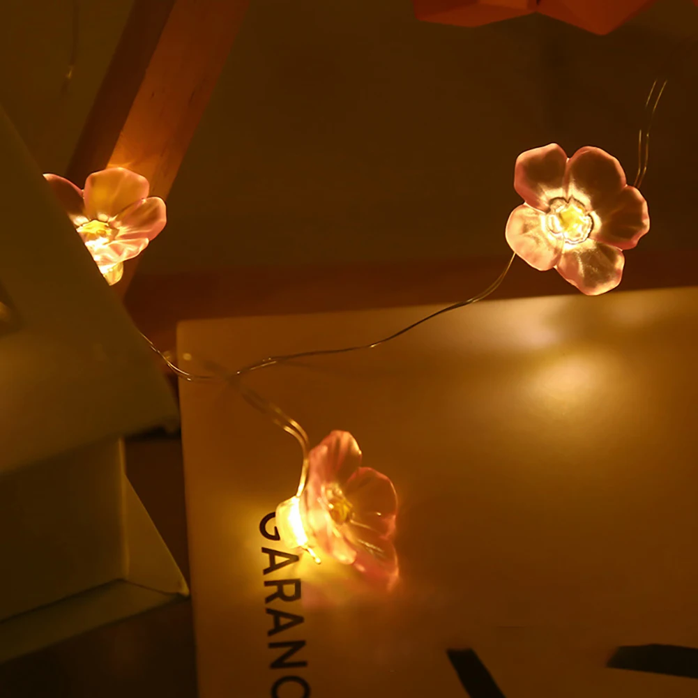 Rosa Kirschblüte LED Kupfer Draht Lampe String Lichter Weihnachten Urlaub Dekoration Girlande Sakura Hängen Licht String