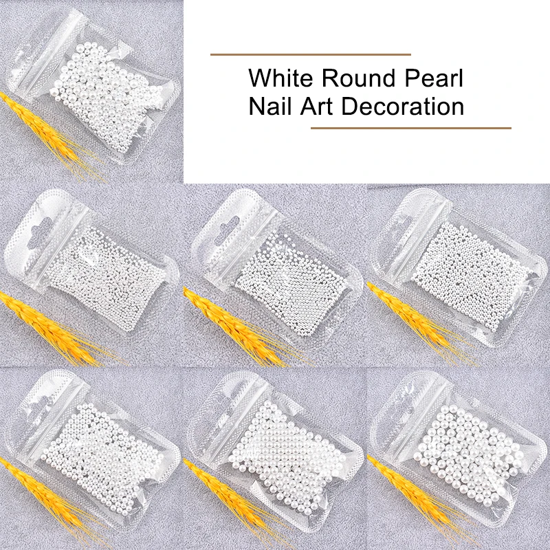 ไข่มุก ABS ทรงกลม ขนาดผสม สำหรับตกแต่งเล็บ สีขาวเบจ คุณภาพสูง ไข่มุกเทียม อุปกรณ์ตกแต่งเล็บ DIY