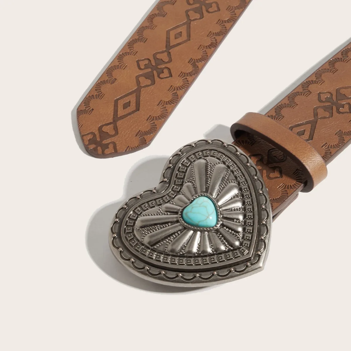 النمط الأوروبي والأمريكي فتاة حار يوميا براون الملمس القلب مشبك حزام المطبوعة نمط حزام لكل من الرجال والنساء