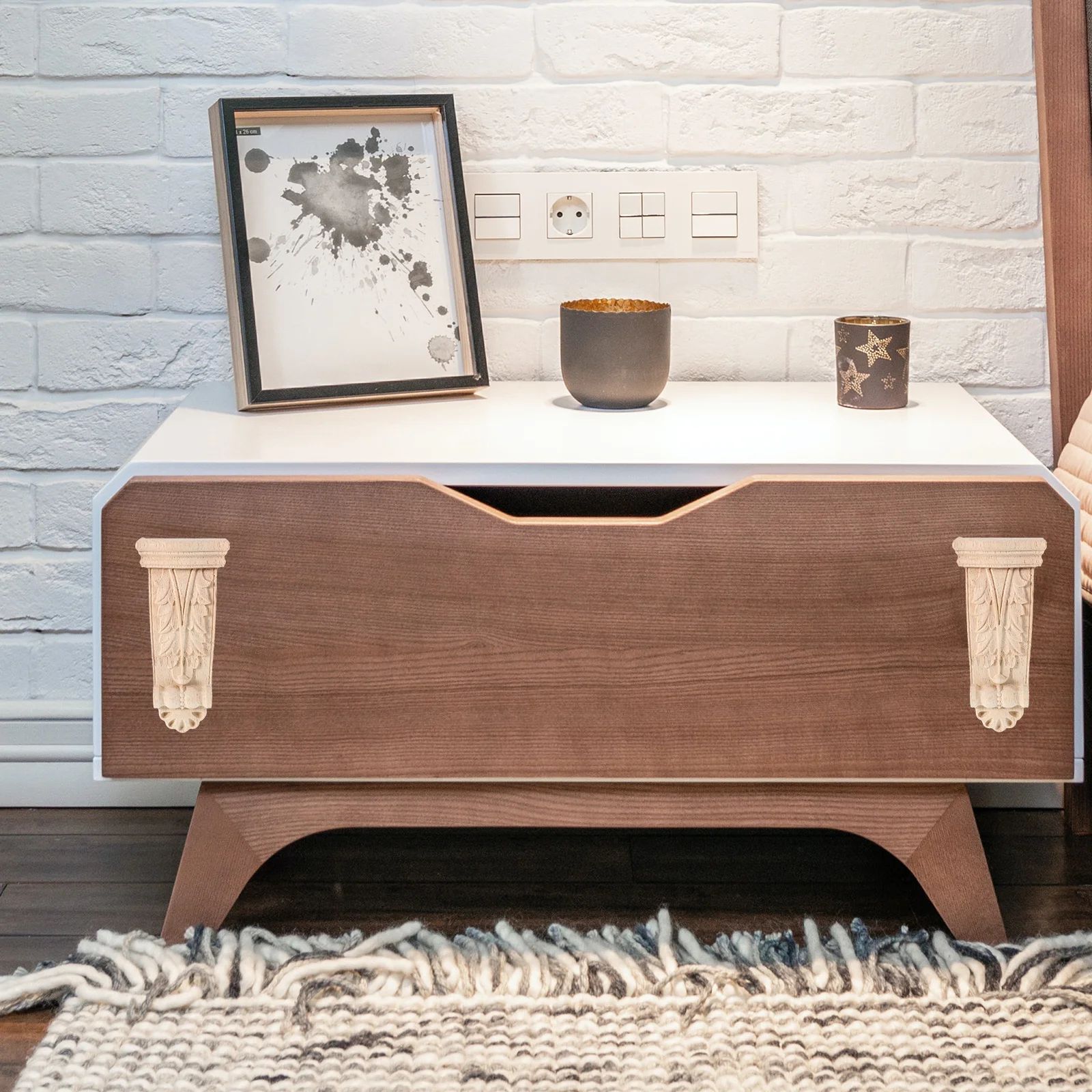 

4pcs Carved Roman Column Wood Onlay European Style Corner Applique For Cabinet Wall Decor Home Improvement Decorative Column