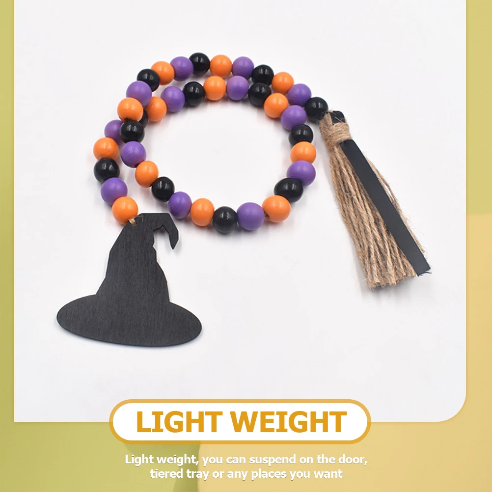 

2 Pcs Wooden Bead Tassel String Pendant Halloween Garlands Beads Mantel Dining Table Cute Tiered Tray Decorations Ornaments