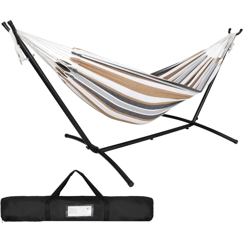 Portable 9FT Hammock Stand with 2 Person Hammock Included 620 LBS Capacity Adjustable Hammock Bed with Space Saving