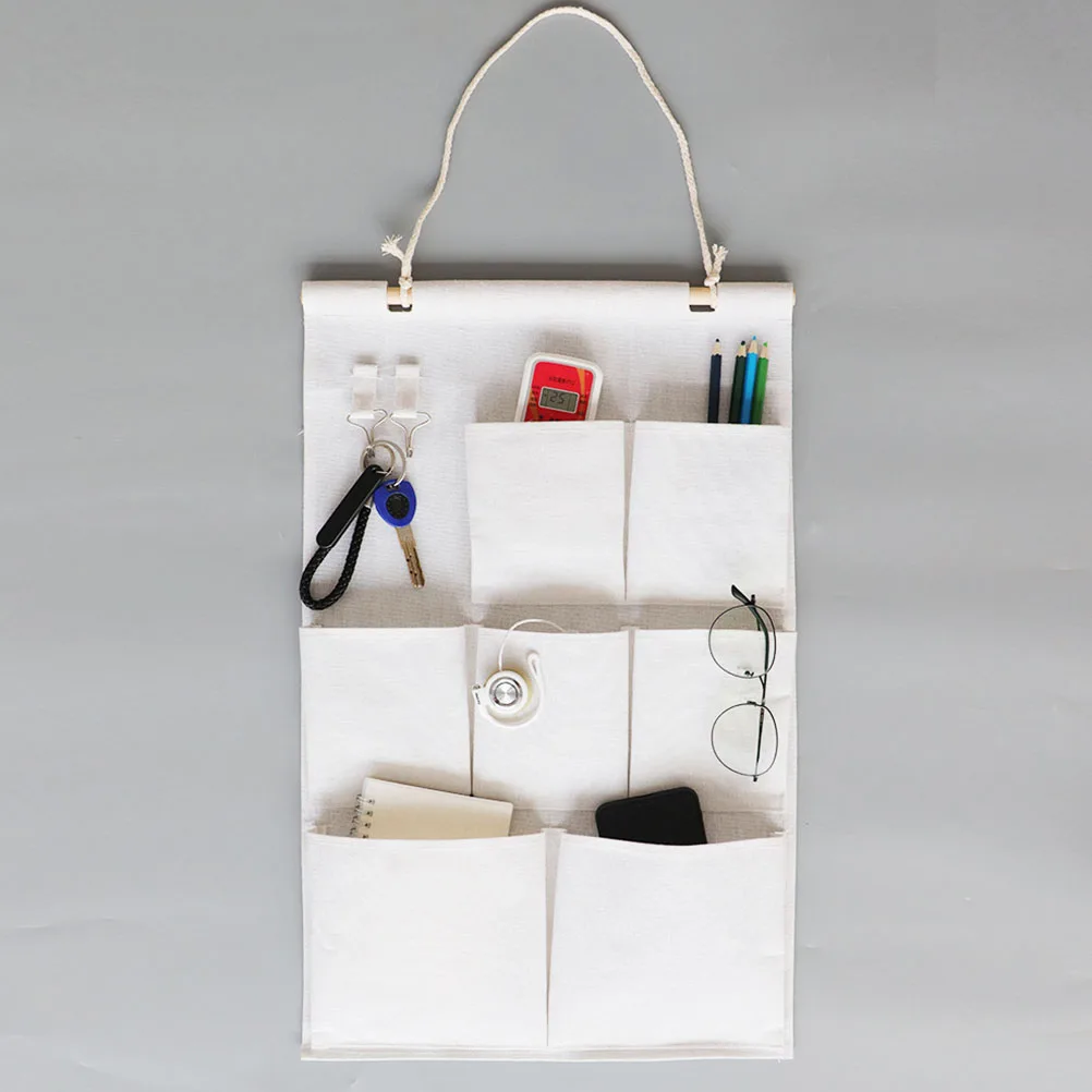 

7 Pockets Storage Wall Door Organizer Cotton Linen Closet Bag For Small Items Wall Hanging Bag Door Hanging Organizer