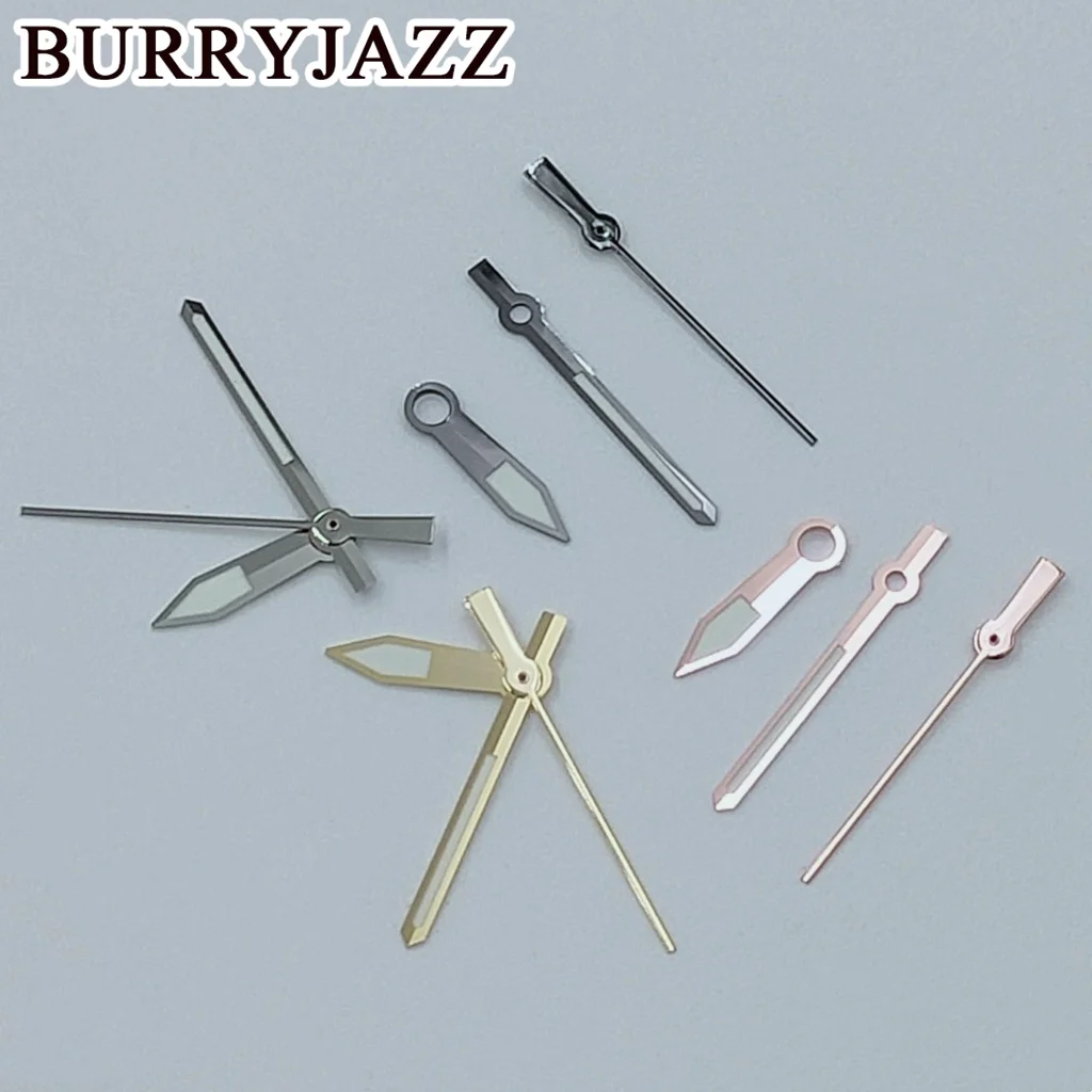 BURRYJAZZ-manecillas de reloj NH35, NH36, NH38, 7S26, 7S36, 4R35, 4R36, plata, oro rosa, manos de pistola, verde luminoso
