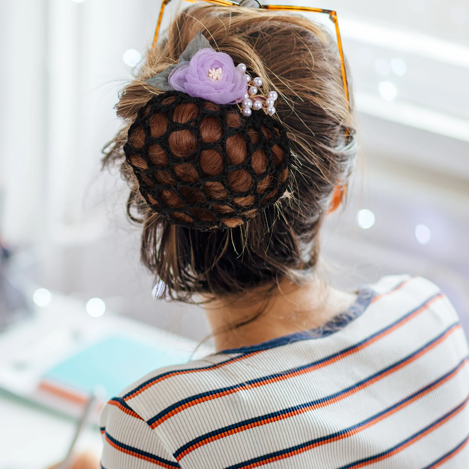 

Hair Bun Cover Flower Net Clip Women Accessories for Nurses Stewardess Classic Color Exquisite Design Birthday Wedding Gift