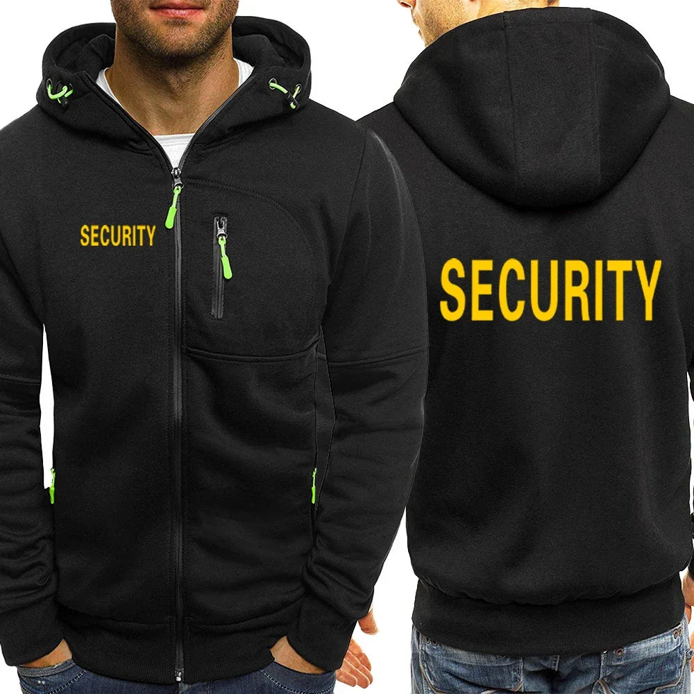 Security 2024 Men New Spring And Autumn Fashion Hoodies Tracksuit Pocket Hooded Sweatshirt Long Sleeve Zip Slim Coat Jackets Top