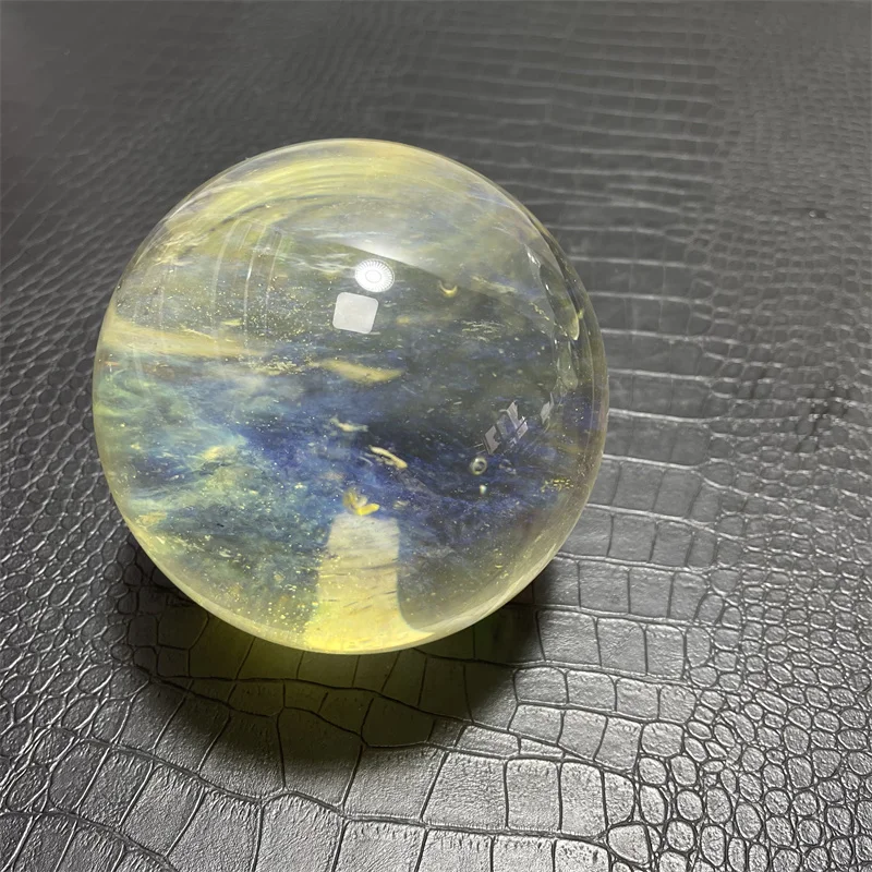 11.5cm High Quality Large Yellow Melting Stone Quartz Balls Feng Shui Crystal sphere Balls for Decoration