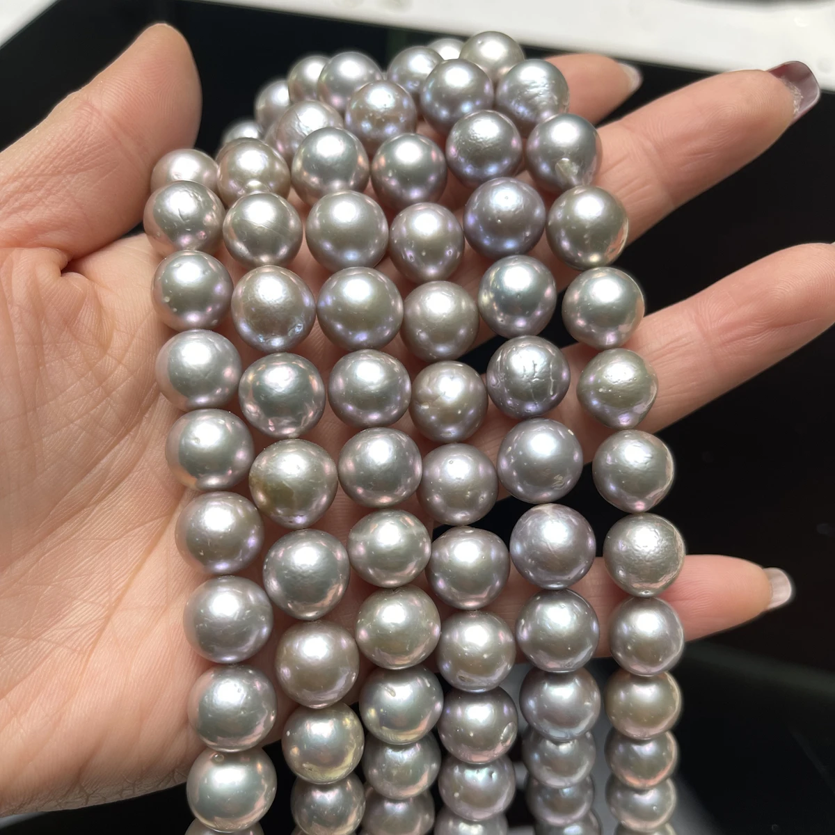 

AAAA Strong Light Pearl 10-12mm Natural Freshwater Gray Pearl Loose Beads Charms for DIY Women Men Necklace Jewelry Making