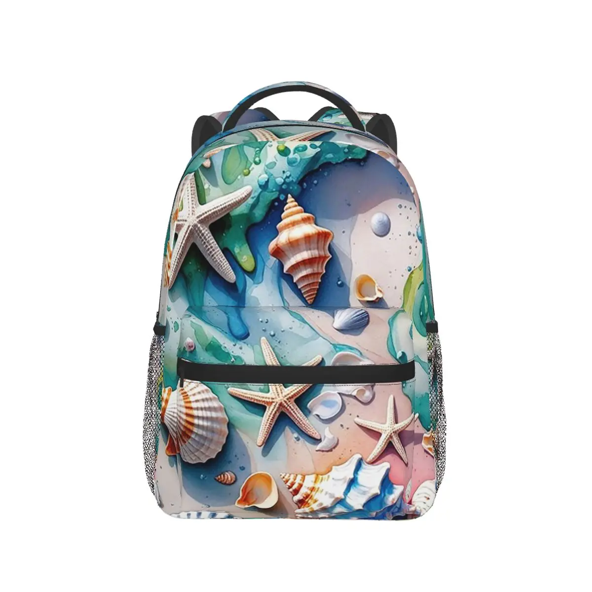 

Beach Shell Conch And Sea Star Backpack Hot Sale Daypack Large Capacity Children BookBag School Bag Shoulder Bags for Men Women