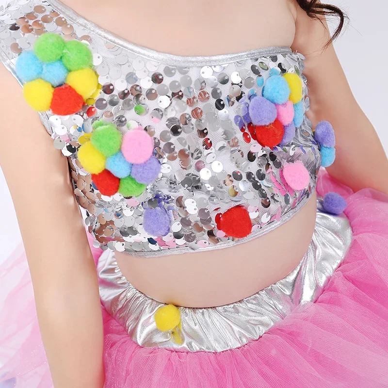 Children's Dance Stage Costume for Girls Modern Kids Jazz Dance Costumes Sequin Clothes for Salsa Contemporary Dance Costumes