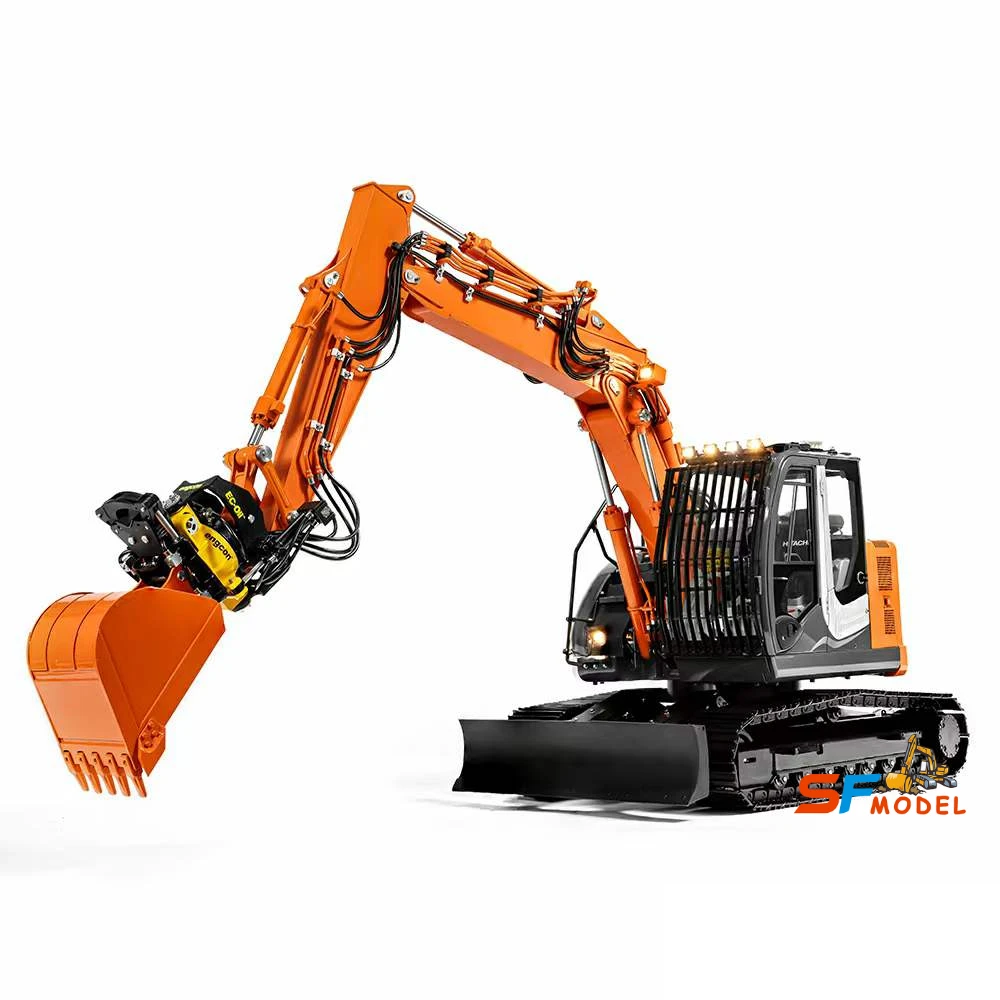 Excavadora hidráulica ZX135 RC 1/14, brazo de tres secciones, RTR, pequeña, de cola corta, modelo de Metal, Radio, coche de juguete