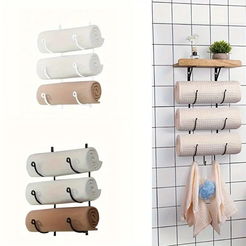 1 Pc 3 Layers Wall-Mounted Towel Rack: Sturdy, Space-Saving Bathroom Organizer for All Towels - Sleek, Multi-Purpose Storage