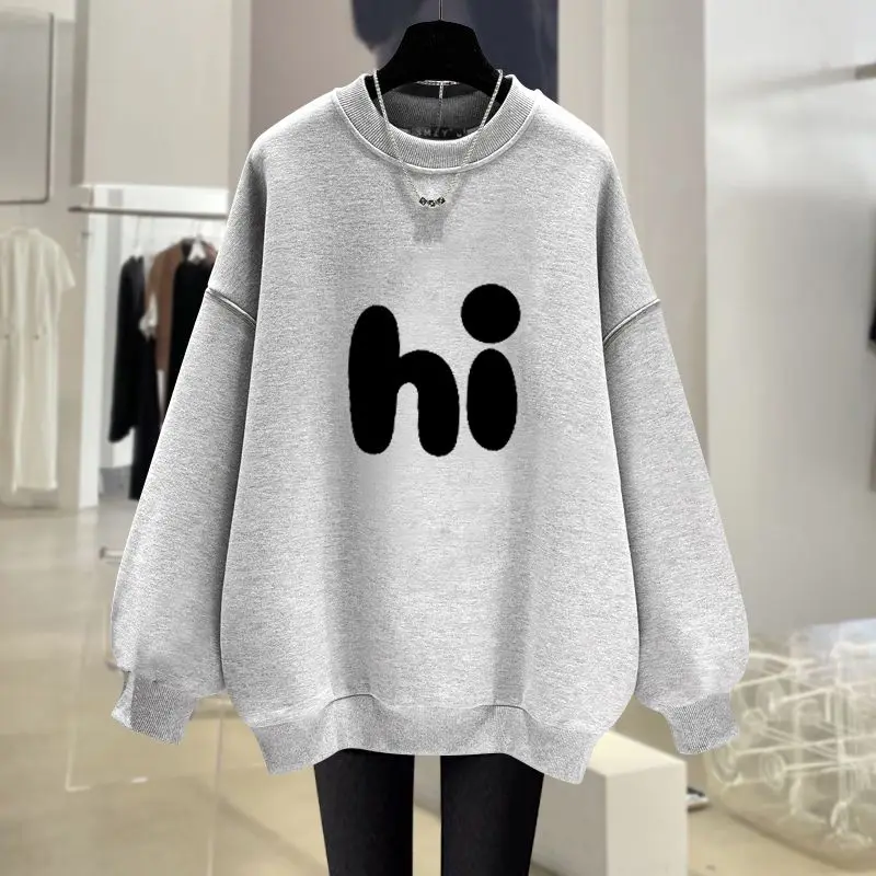 Autumn Fashion Loose O-neck Hoodies Women Clothing Vintage Chic Pullovers Letter Printed Pure Cotton Sweatshirts