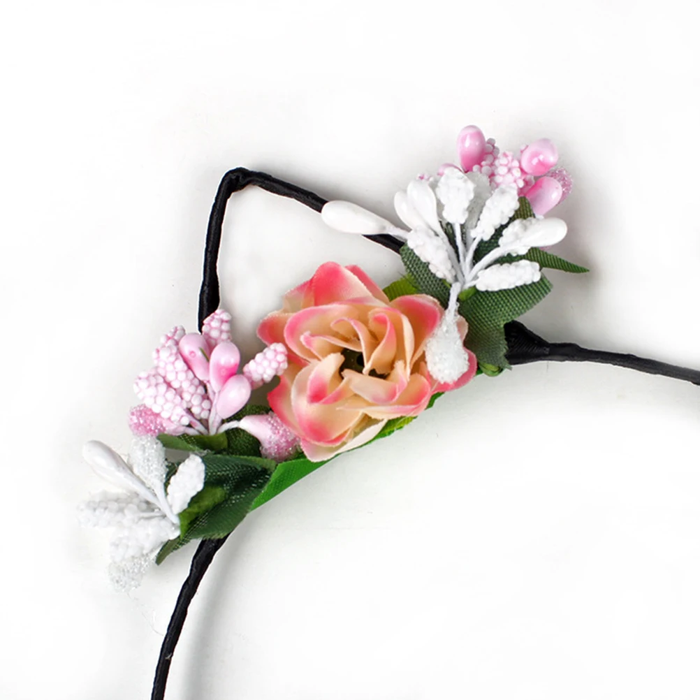 

4 Pcs Cat Ears Headband Festive Hair Hoop Girl Delicate for Women Girls Snowman Flower Headbands Holiday Prom