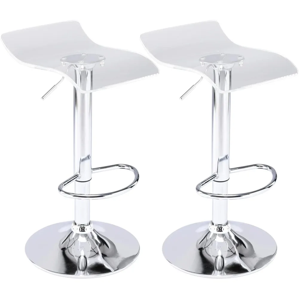 

Acrylic Bar Stools Set of 2, Backless Transparent Swivel Adjustable Airlift Barstools, Counter Height Bar Chairs for Kitchen Di