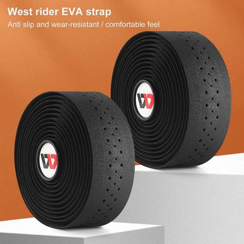 WEST BIKING EVA Bar Tape High Tenacity Handlebar Tape Adhesive Bike Handle Tape Shock Absorbing Bar Tape With Hole for Road Bike