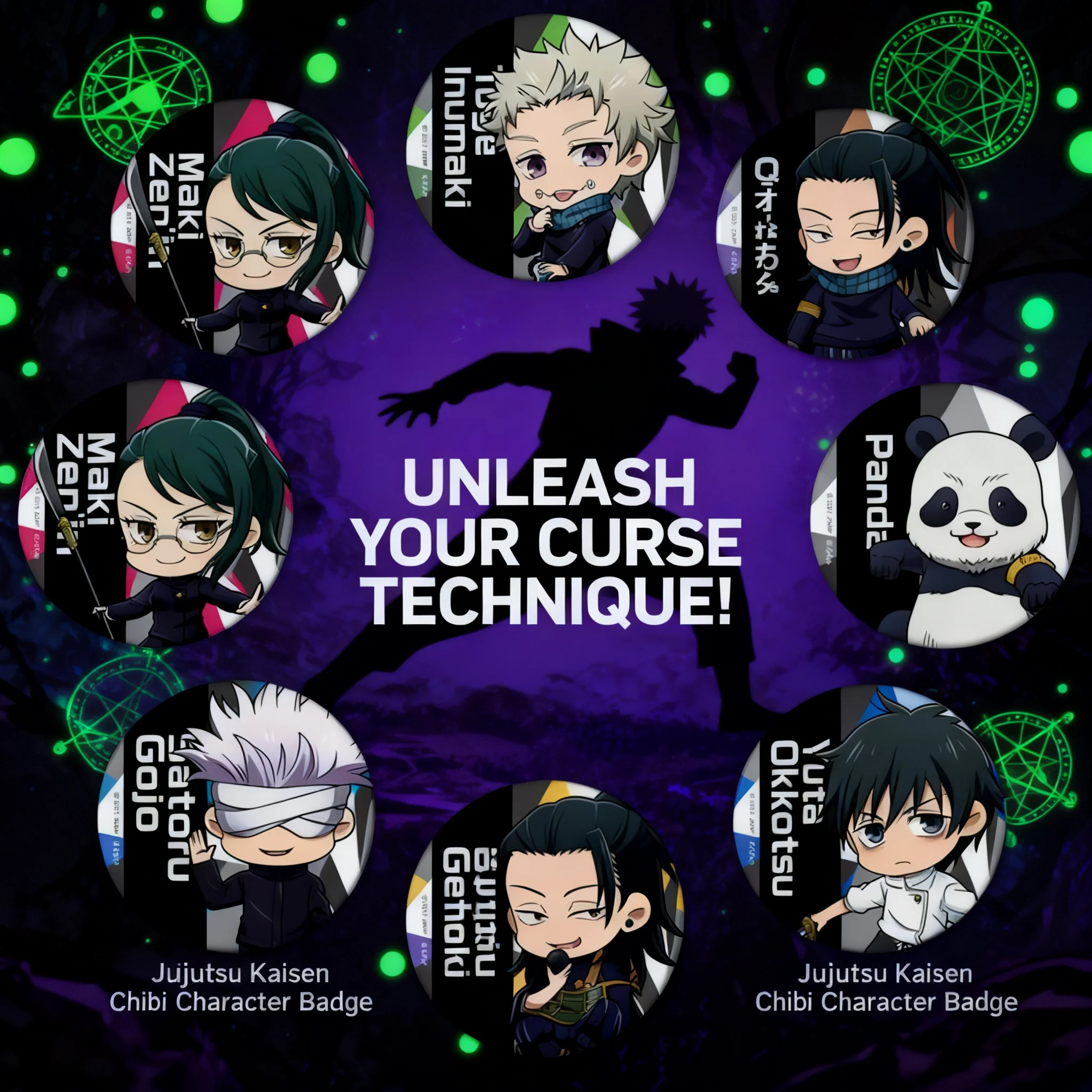 

Anime Jujutsu Kaisen Badge Set Dog Collar Fushiguro Megumi Gojo Satoru Geto Suguru Itadori Yuji Zenin Maki Pin Brooch