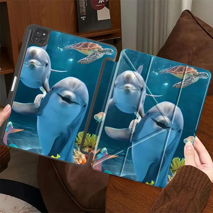 

Cartoon Ocean Fish Pattern Tablet Case For iPad Mini 6 7 Pro 11th 10th 9th 8th 7th 12.9inch Air 4 5 M3 M2 M4 11inch Pro 2025